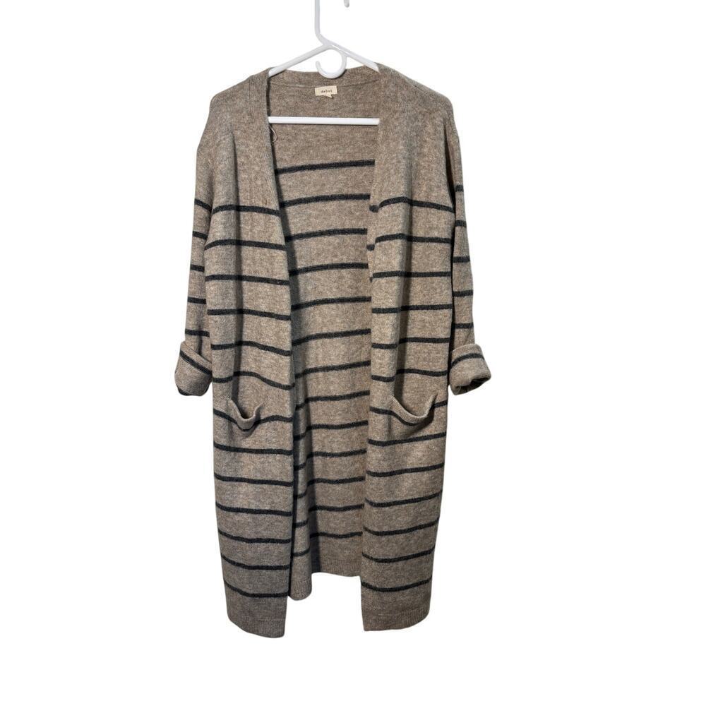 Open front cozy striped cardigan sweater - size L